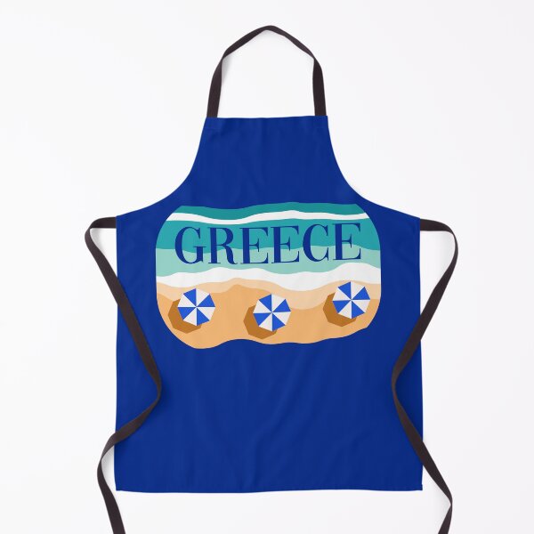 Item preview, Greece: Sandy Beach with Blue Umbrellas And Wavy Sea designed and sold by Happy Puppy Print On Demand.
