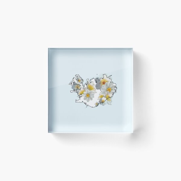 Item preview, Iceland Map with Mountain Avens or Holtasóley Floral Background designed and sold by girljohnny.