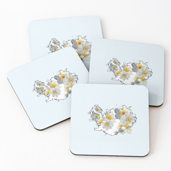 Item preview, Iceland Map with Mountain Avens or Holtasóley Floral Background designed and sold by girljohnny.