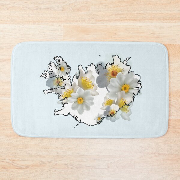 Item preview, Iceland Map with Mountain Avens or Holtasóley Floral Background designed and sold by girljohnny.