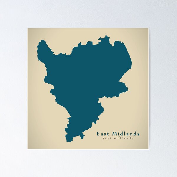 Item preview, Modern Map - East Midlands region map England UK designed and sold by Ingo Menhard.