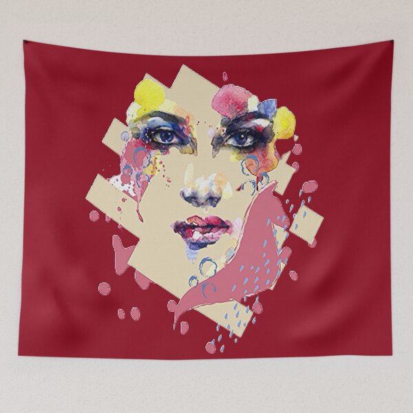 Item preview, Mystical Face of a Woman Graphic Psychedelic abstract art, graphic psychedelic abstract art, trippy graphic psychedelic arte abstracto designed and sold by Adri Barnard.