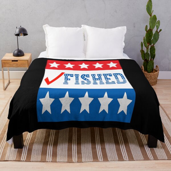 Item preview, I Fished Check Mark USA Red White and Blue With Stars on Black Background designed and sold by KeysTreasures.