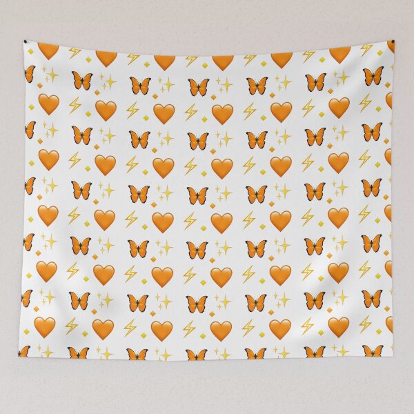 Item preview, Orange Butterfly Heart Stars Pattern  | HappyFaceCo | White designed and sold by HappyFaceCo.