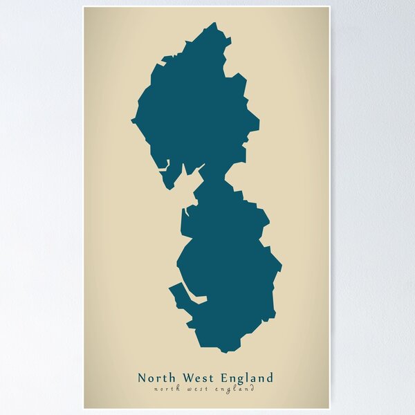 Item preview, Modern Map - North West England region map UK designed and sold by Ingo Menhard.