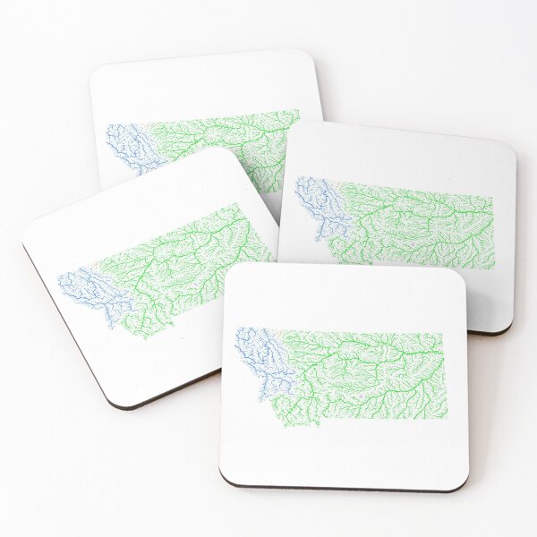 Item preview, Montana River Basin Map in Rainbow Colours with White Background designed and sold by GrasshopperGeo.