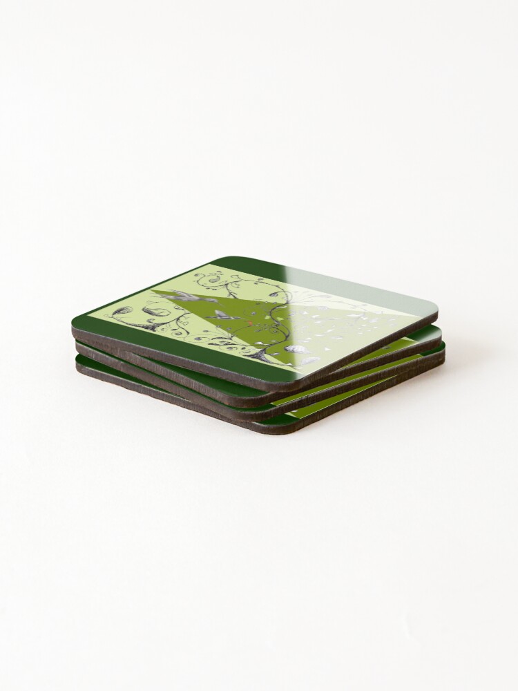 Thumbnail 4 of 5, Coasters (Set of 4), Graphite Finds Ink Vine In Digital Realm designed and sold by michaelasamples.