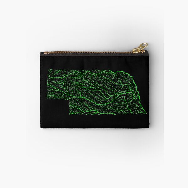 Item preview, Nebraska River Basin Map in Rainbow Colours with Black Background designed and sold by GrasshopperGeo.