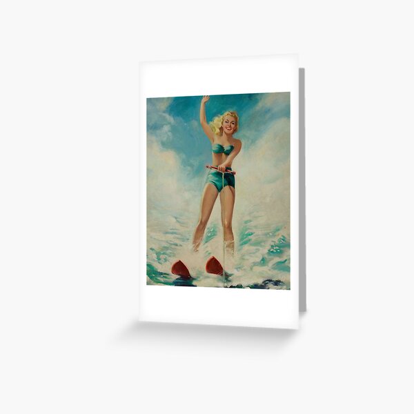 Item preview, Girl Water Skiing Pin Up designed and sold by MichaelNoblem.
