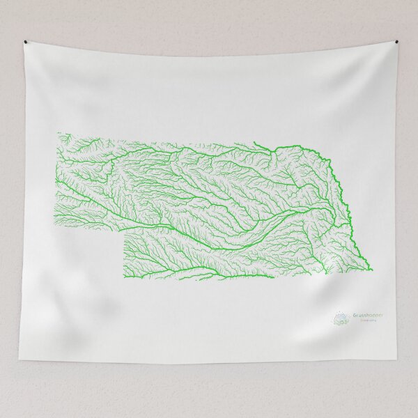 Item preview, Nebraska River Basin Map in Rainbow Colours with White Background designed and sold by GrasshopperGeo.