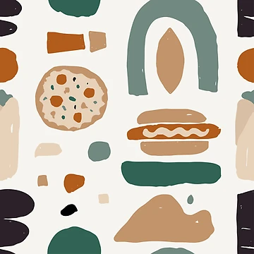 Artwork thumbnail, Aesthetic Abstract Fast Food Pattern by PatternTale