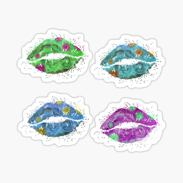 Van Gogh Starry Night Lips Remix Sticker Pack Sticker For Sale By Aredshirt Redbubble