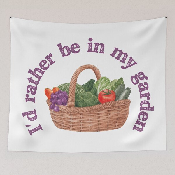 Item preview, I’d Rather Be in My Garden Watercolor Basket of Vegetables and Fruit designed and sold by BohoStudio.