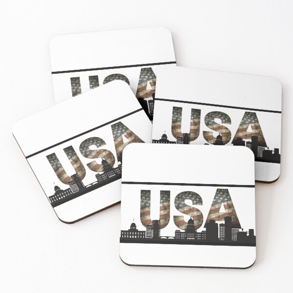 Item preview, Black USA Building Shade x USA Flag x Vintage Letters designed and sold by ROSEFOLD.