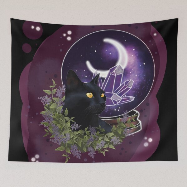 Item preview, Witchy Cat and Crystal Ball designed and sold by MoonMothKreativ.