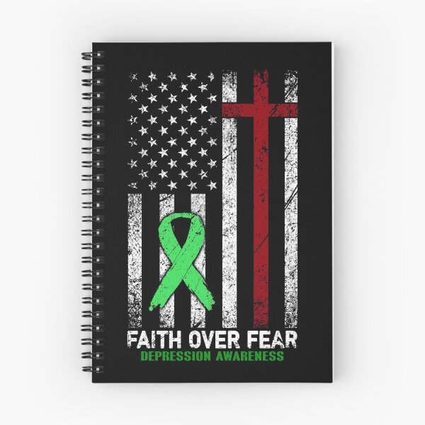 Item preview, Christian Distressed USA Flag Cross Faith Over Fears Depression Awareness designed and sold by Brad-FI.