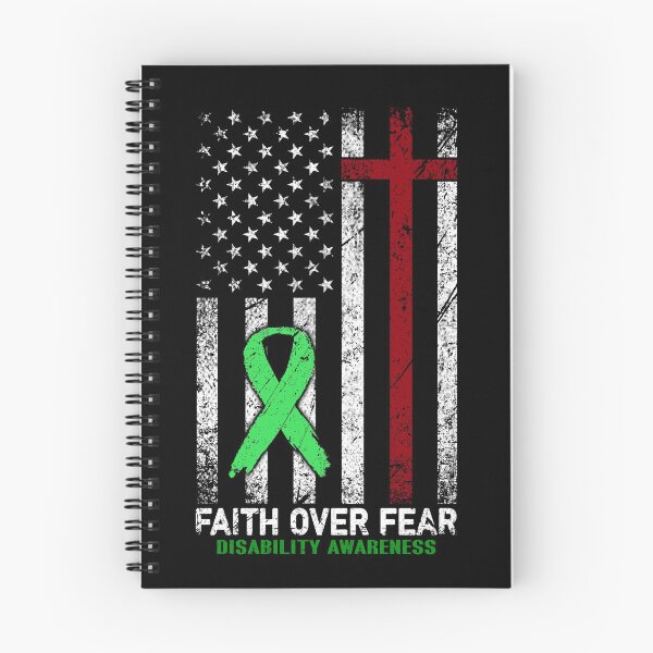 Item preview, Christian Distressed USA Flag Cross Faith Over Fears Disability Awareness designed and sold by Brad-FI.