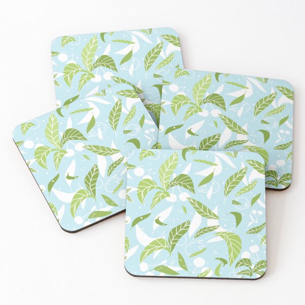 Item preview, Green blue summer leaves seamless pattern designed and sold by essskina.