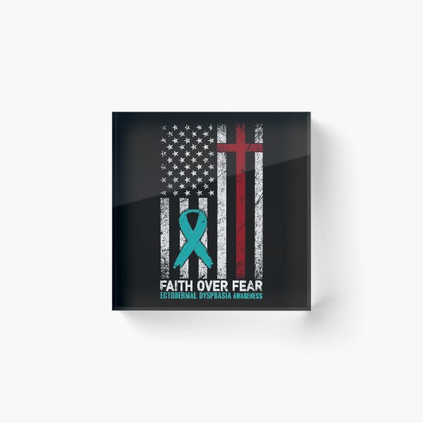 Item preview, Christian Distressed USA Flag Cross Faith Over Fears Ectodermal Dysphasia Awareness designed and sold by Brad-FI.