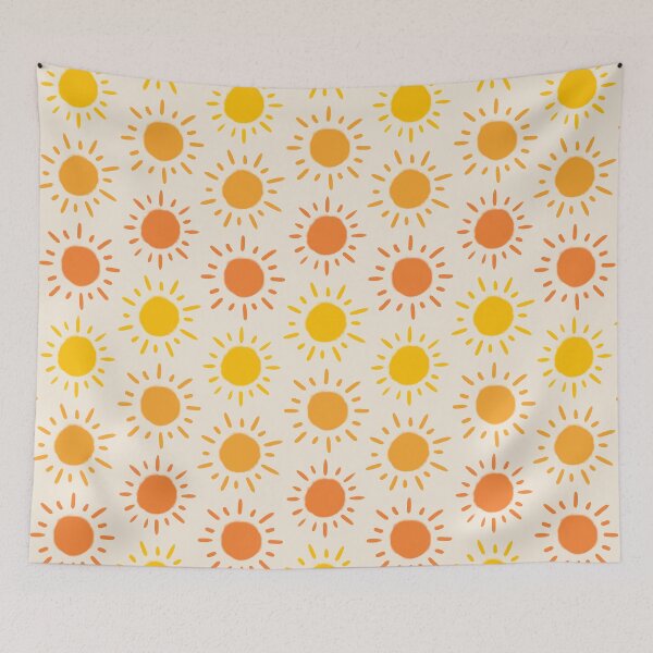 Item preview, Happy Retro Sun Pattern - Yellow Orange Red Palette designed and sold by illocharm.