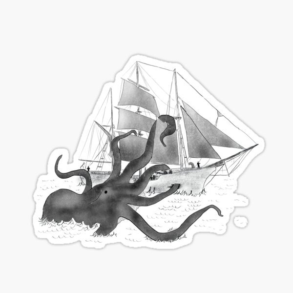 Unleash The Kraken Sticker By Straw Hat Sheek Redbubble   St,small,507x507 Pad,600x600,f8f8f8 