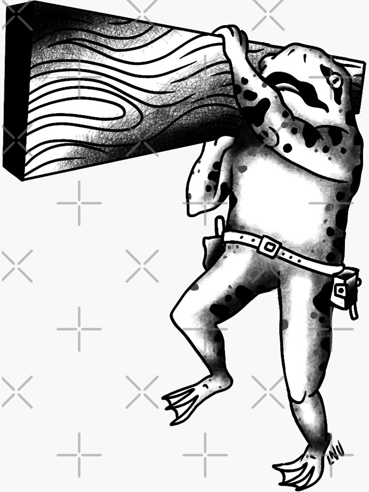 Thumbnail 3 of 3, Sticker, Frog carpenter  designed and sold by Localnonunion.
