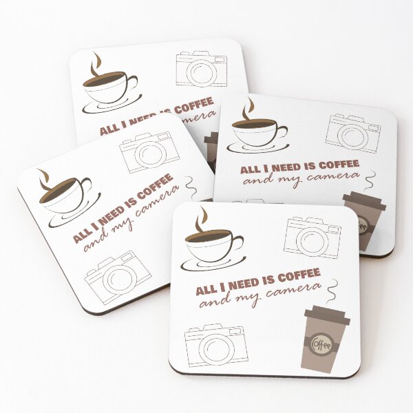 Item preview, all I need is coffee and my camera - coffee and camera - International coffee day - Gifts for coffee lovers - Funny coffee quotes designed and sold by Alice-Elgawi.