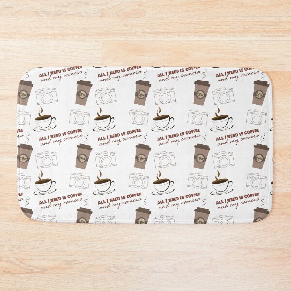 Item preview, all I need is coffee and my camera - coffee and camera - International coffee day - Gifts for coffee lovers - Funny coffee quotes designed and sold by Alice-Elgawi.