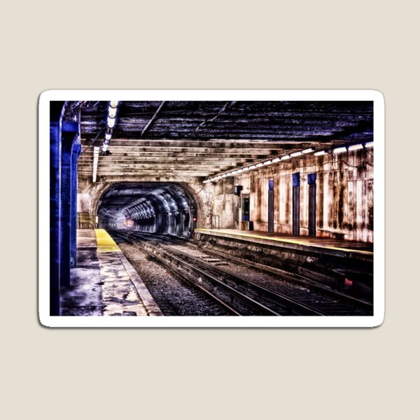 Item preview, Looking Into Mouth of Empty Grungy Blueline Subway Tunnel Boston MBTA designed and sold by Stephen Orsillo.