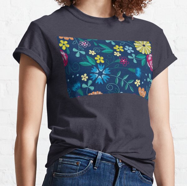 Embroidery Flower T-Shirts for Sale | Redbubble