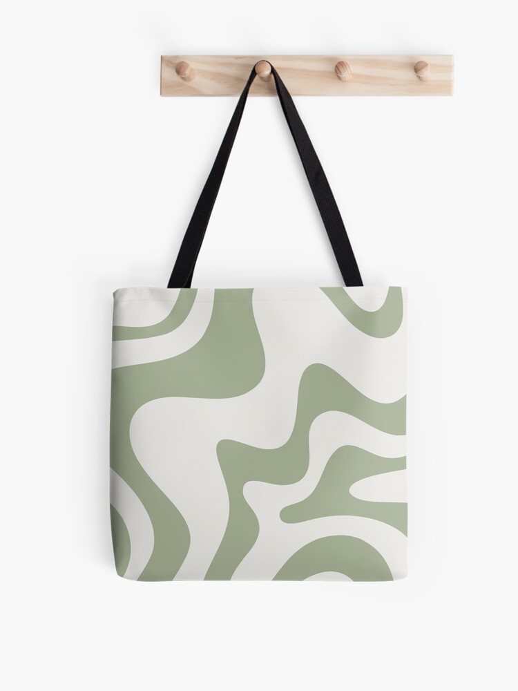 Liquid Swirl Retro Contemporary Abstract Pattern 2 in Sage Green