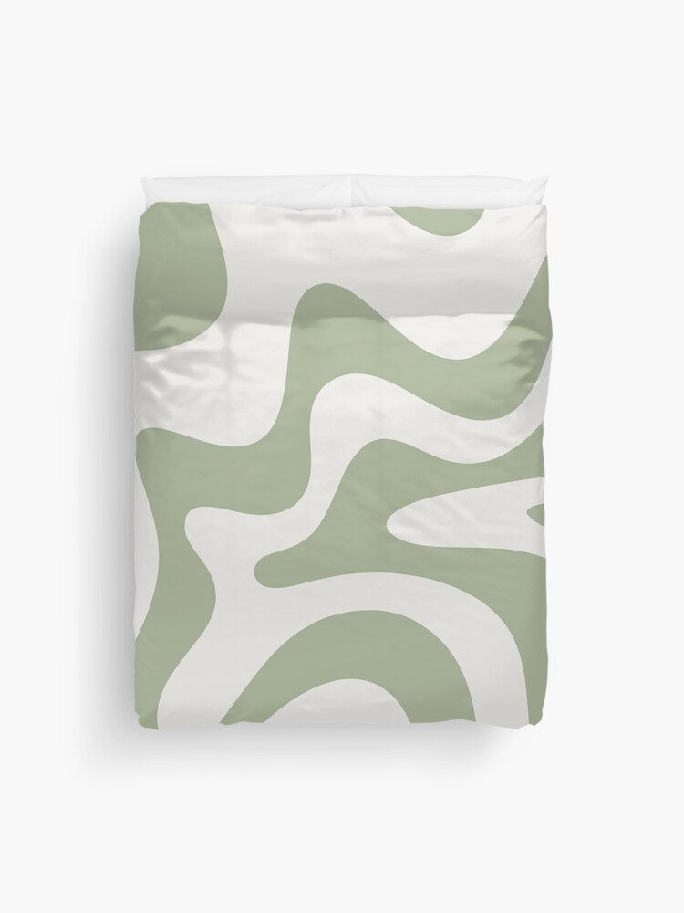 Liquid Swirl Retro Contemporary Abstract Pattern 2 in Sage Green