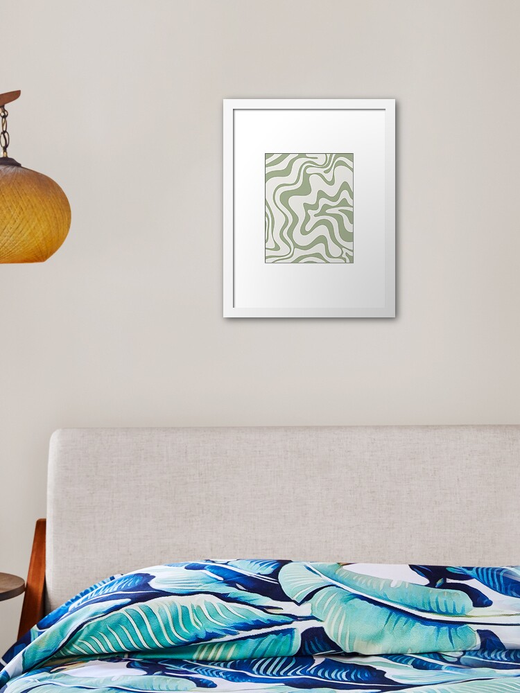 Liquid Swirl Retro Contemporary Abstract Pattern 2 in Sage Green