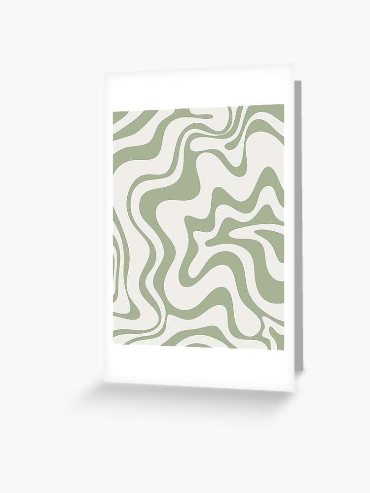 Liquid Swirl Retro Contemporary Abstract Pattern 2 in Sage Green