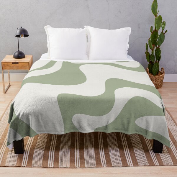 Item preview, Liquid Swirl Retro Contemporary Abstract Pattern 2 in Sage Green and Off White designed and sold by kierkegaard.
