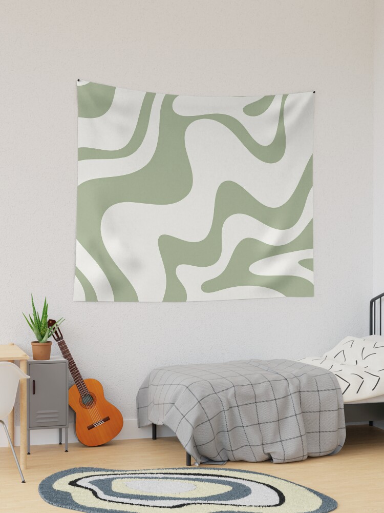 Liquid Swirl Retro Contemporary Abstract Pattern 2 in Sage Green