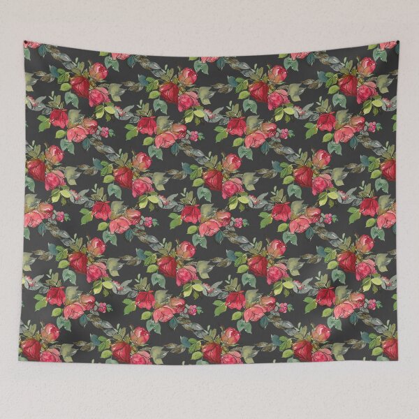 Item preview, Moody Flowers - dark retro watercolor roses pattern designed and sold by avalonmedia.