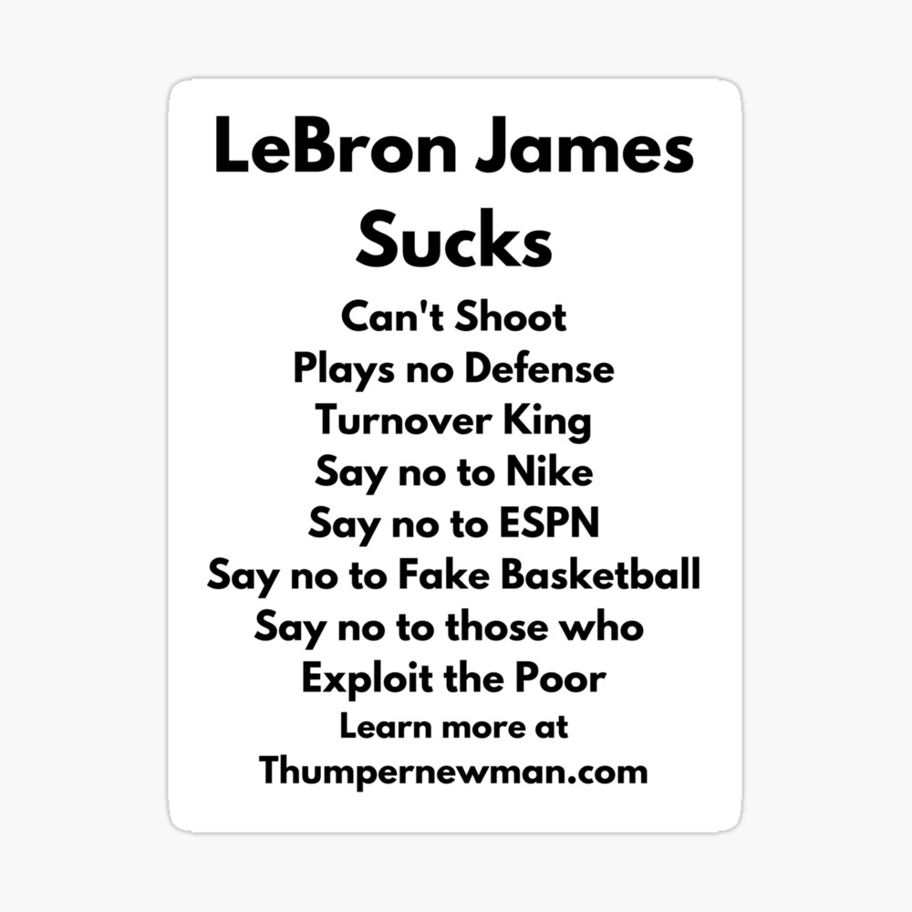 LeBron James Sucks Essential T-Shirt for Sale by RedeemerVIP