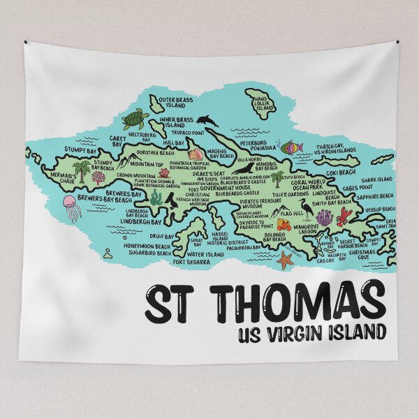 Item preview, St Thomas Map designed and sold by fiberandgloss.