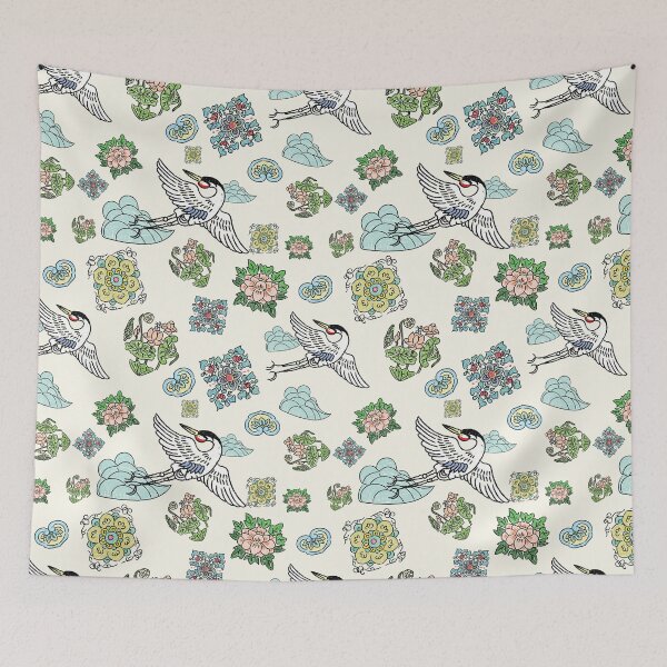 Aperçu de l'œuvre Oiseaux coréens appelés "Hak" et motifs traditionnels coréens créée et vendue par IWOOJOO.