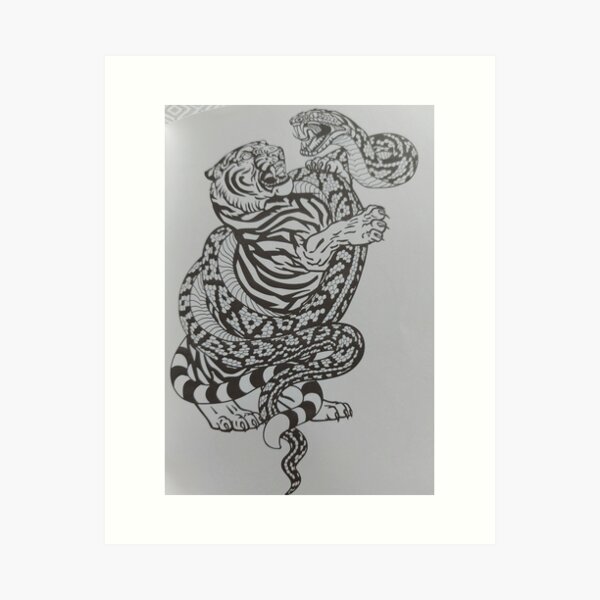 sasha67:snake--tiger-color-tiger-snake-japanese-lotus