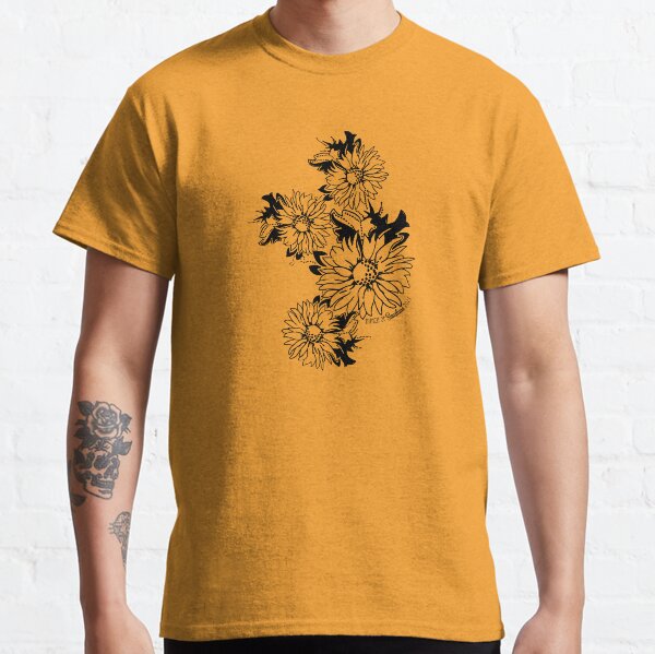 Bunch of Sunflowers Placed Linework Drawing Classic T-Shirt