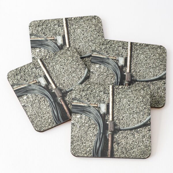 Item preview, metal electrical conduits and wires on gravel roof top designed and sold by Stephen Orsillo.