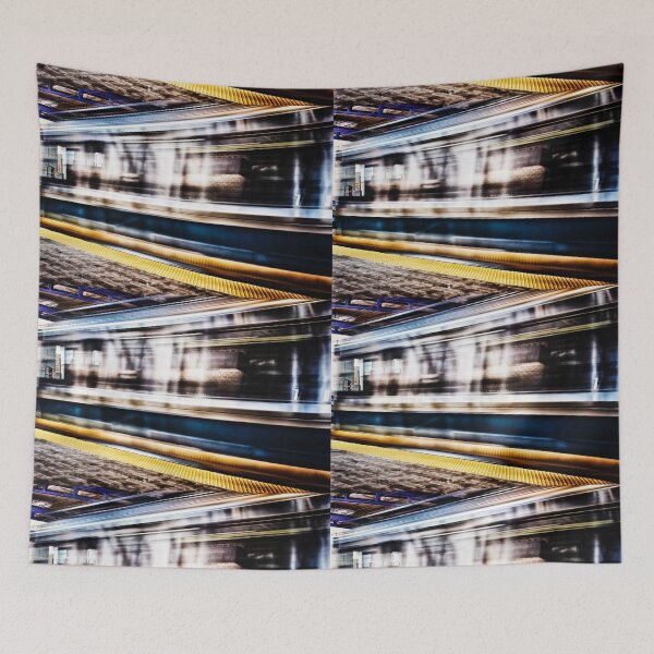 Item preview, MBTA Blue Line Train in Motion in Subway Station designed and sold by Stephen Orsillo.