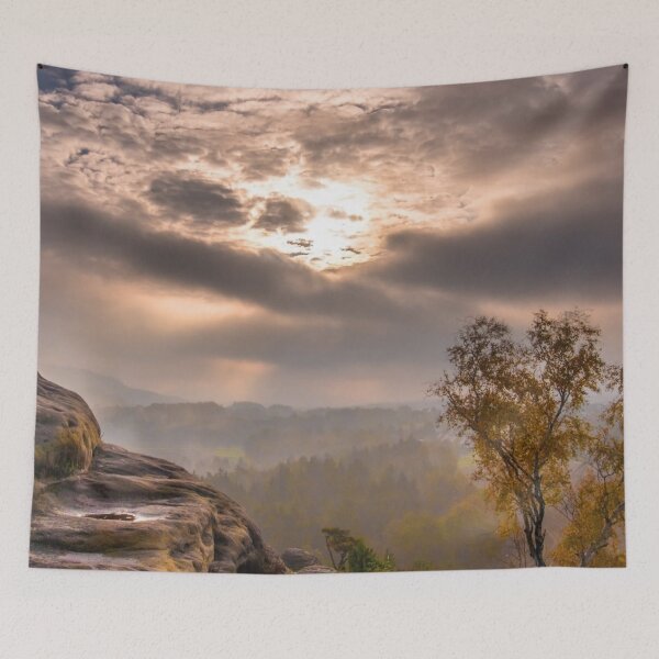 Artikelvorschau, Panorama, Breitbilddrucke, Leinwand, Poster, Leinwanddrucke, Metall, Wandteppiche, Wandteppiche, Decken, Sonnenuntergangswandkunst, Naturszene, Natursonnenuntergänge, Cottage-Szene entworfen und verkauft von eyesight4vision.