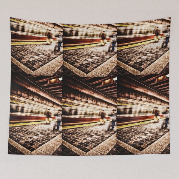 Item preview, MBTA Red Line Train in Motion in Subway Station with people designed and sold by Stephen Orsillo.