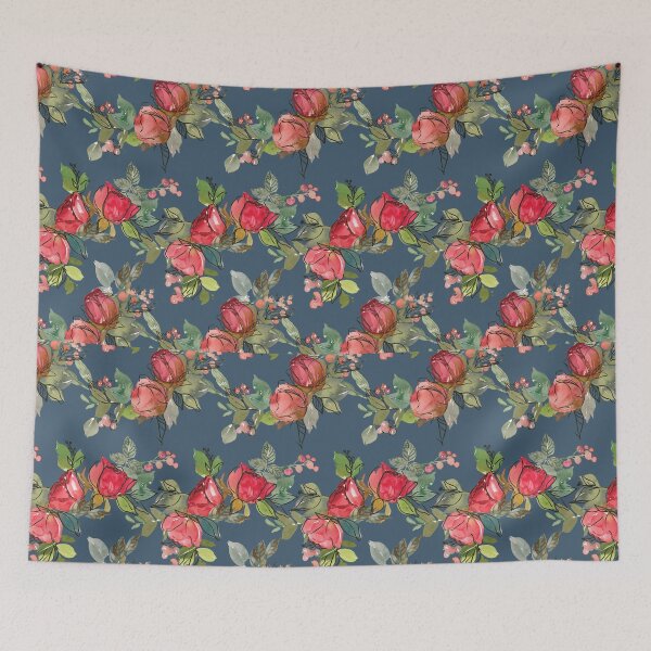 Item preview, Stunning Dark Blue Watercolor Rose Pattern - Retro designed and sold by avalonmedia.