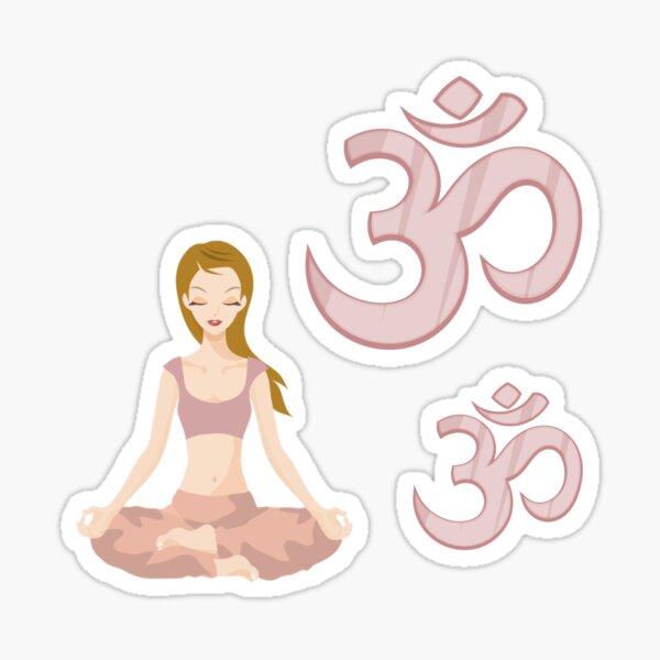 Girl Meditating and om symbol Sticker