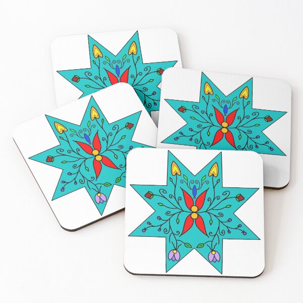 Item preview, Turquoise Floral Star designed and sold by Niibidoon.