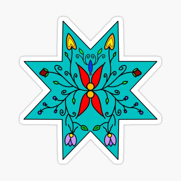 Item preview, Turquoise Floral Star designed and sold by Niibidoon.
